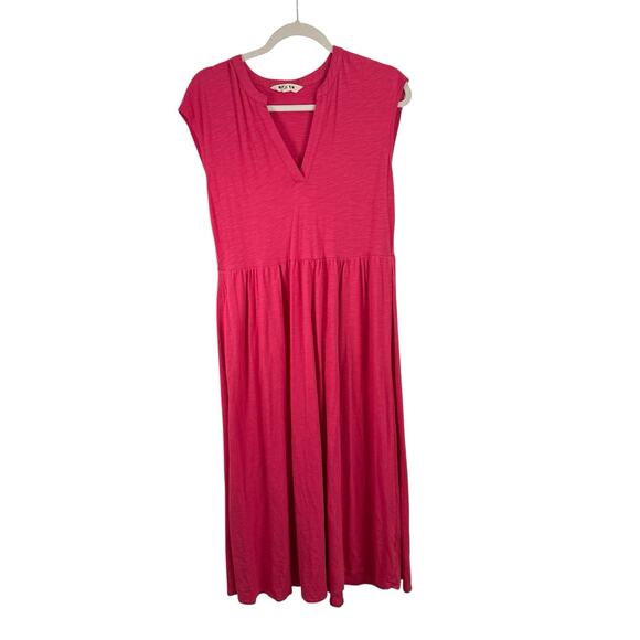 Boden Chloe Notch Jersey Shirt Midi Dress Pink Minimalist Womens UK 14 US 10 - Picture 2 of 9